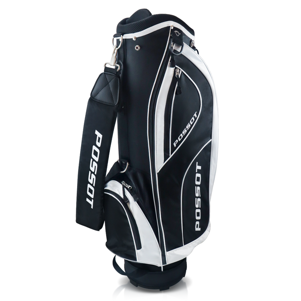 6 Way Cart Golf Bag for Men and Women - Lightweight Golf Club Bag for Beginners & Seniors, 6 Pockets Professional Trolley Bag with Full Length Dividers, Rain Hood & Stable Base, Black and White