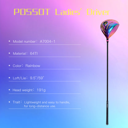 Rainbow PVD Golf Driver Graphite Shaft Rubber Grip for Women Ladies