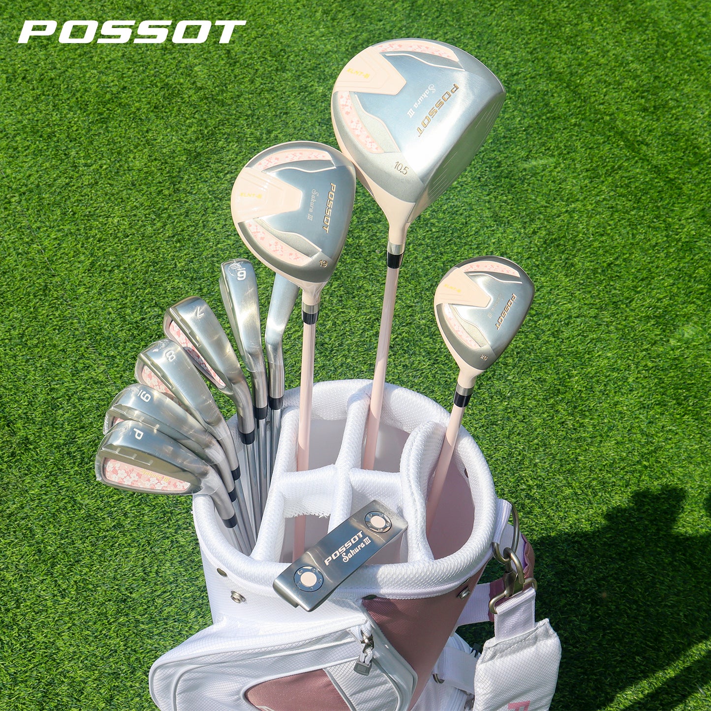 POSSOT Sakura III Women’s Complete Golf Club Set – Pink Ladies Carbon Golf Clubs Full Set with Matching Golf Bag
