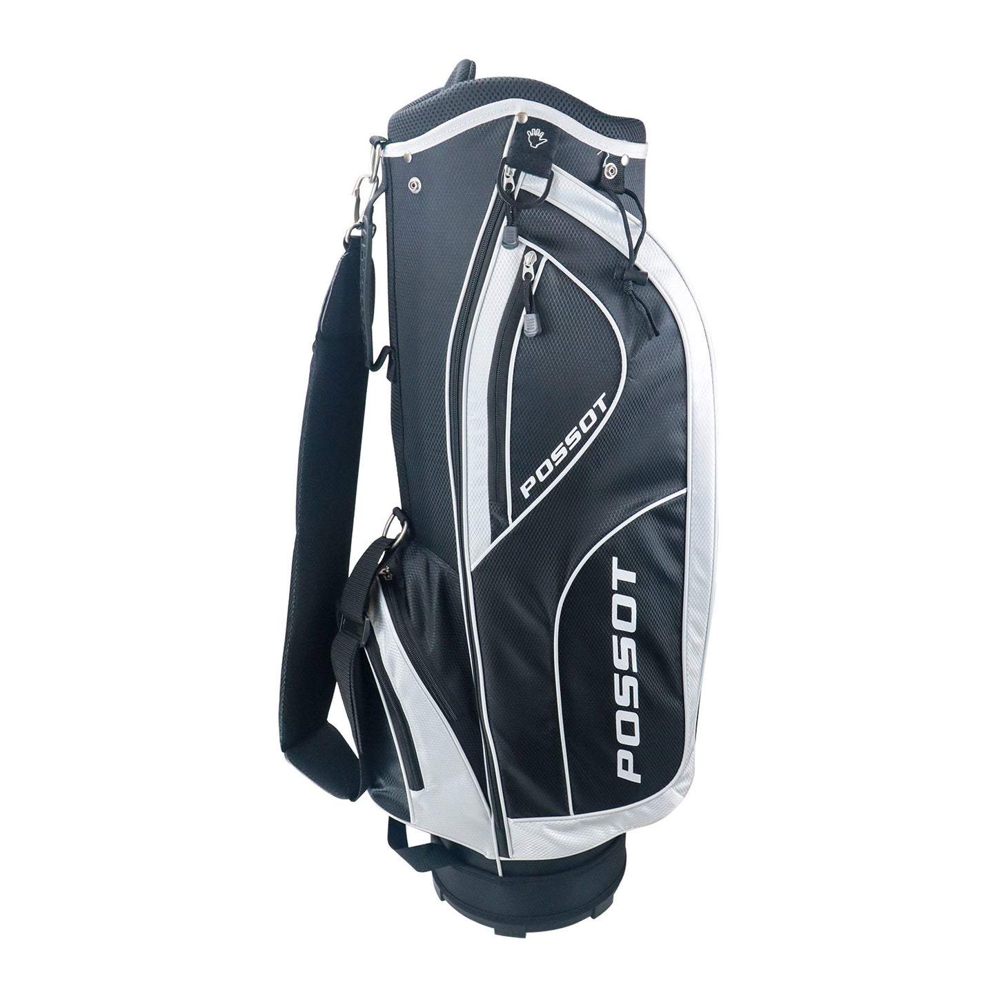 6 Way Cart Golf Bag for Men and Women - Lightweight Golf Club Bag for Beginners & Seniors, 6 Pockets Professional Trolley Bag with Full Length Dividers, Rain Hood & Stable Base, Black and White
