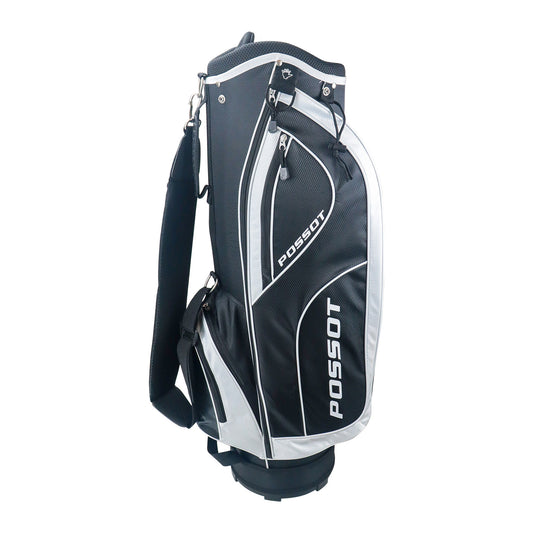 6 Way Cart Golf Bag for Men and Women - Lightweight Golf Club Bag for Beginners & Seniors, 6 Pockets Professional Trolley Bag with Full Length Dividers, Rain Hood & Stable Base, Black and White