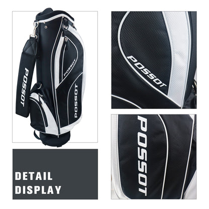 6 Way Cart Golf Bag for Men and Women - Lightweight Golf Club Bag for Beginners & Seniors, 6 Pockets Professional Trolley Bag with Full Length Dividers, Rain Hood & Stable Base, Black and White