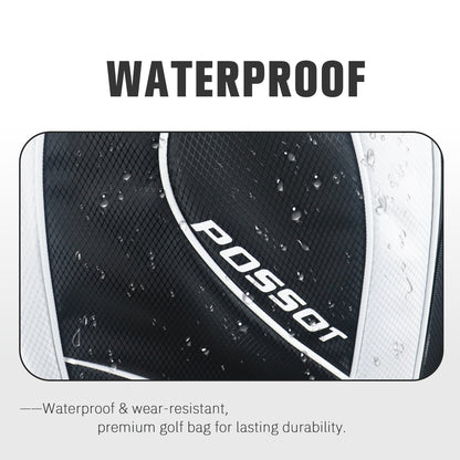 6 Way Cart Golf Bag for Men and Women - Lightweight Golf Club Bag for Beginners & Seniors, 6 Pockets Professional Trolley Bag with Full Length Dividers, Rain Hood & Stable Base, Black and White