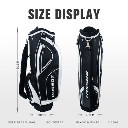 6 Way Cart Golf Bag for Men and Women - Lightweight Golf Club Bag for Beginners & Seniors, 6 Pockets Professional Trolley Bag with Full Length Dividers, Rain Hood & Stable Base, Black and White