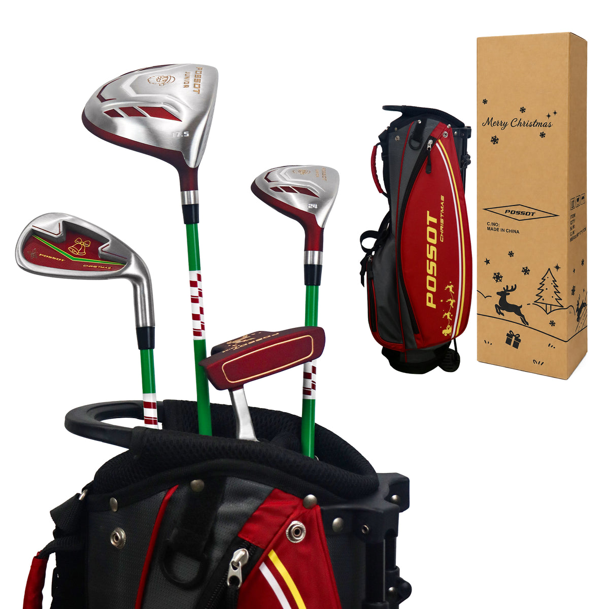 POSSOT Kid Golf Club Set, Christmas Gift for Young Beginner Golfers