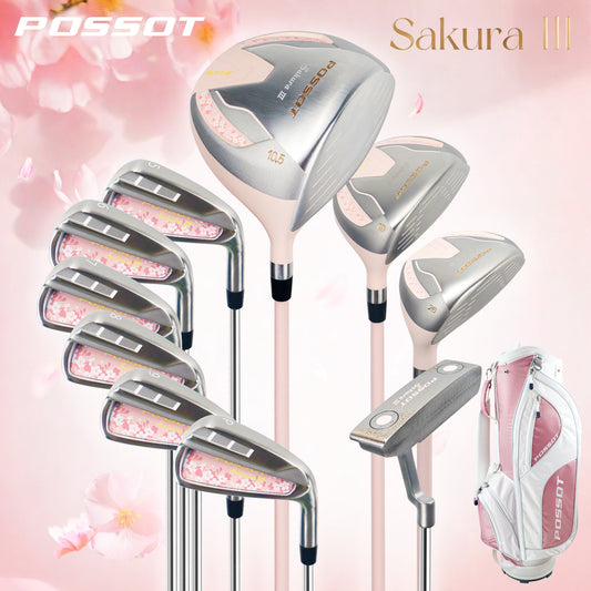 POSSOT Sakura III Women’s Complete Golf Club Set – Pink Ladies Carbon Golf Clubs Full Set with Matching Golf Bag